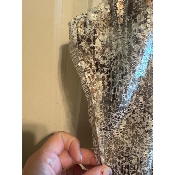 Free People Midnight Dreamer Shattered Glass Mini Dress V-Neck Sheer Back Sz M - Picture 9 of 14